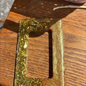Gold Glitter Resin Belt Buckle
